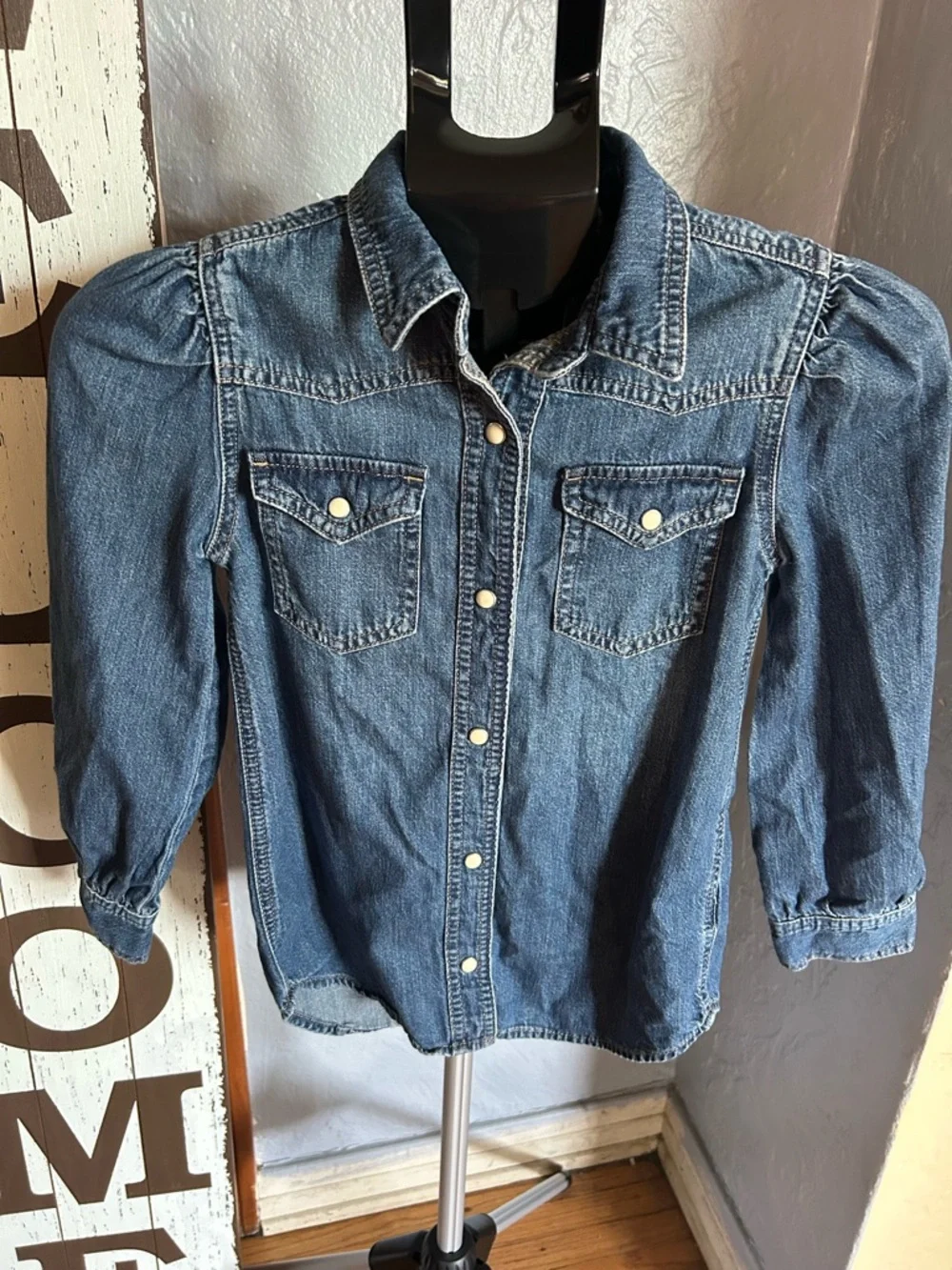 GAP Kids Denim Button-Front Shirt - Blue